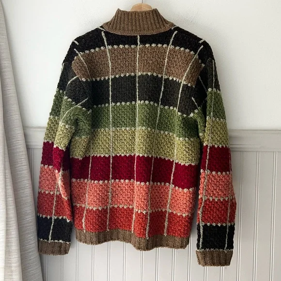 dressbarn XL Multicolor Patchwork Knit Wool Blend Zip Up Cardigan - Picture 4 of 4